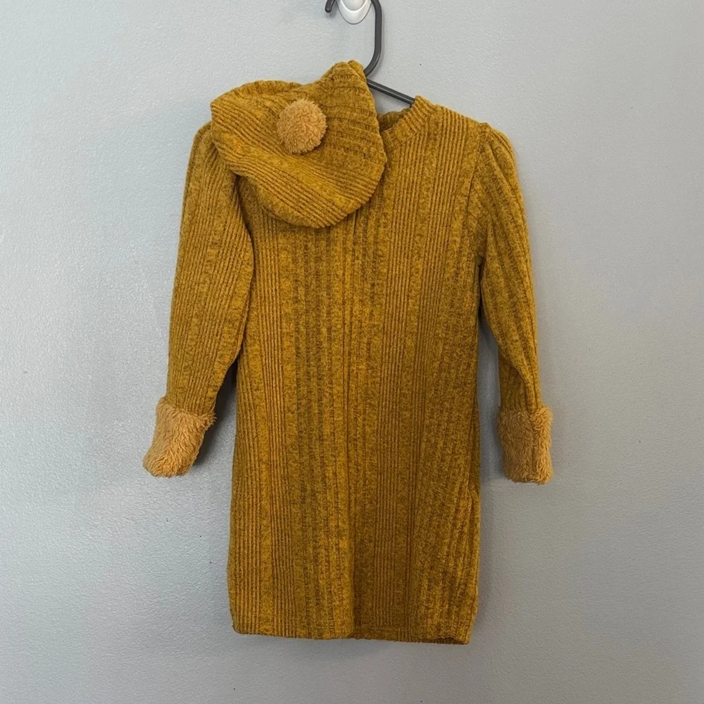 Cozy Mustard Knit Dress with Hat